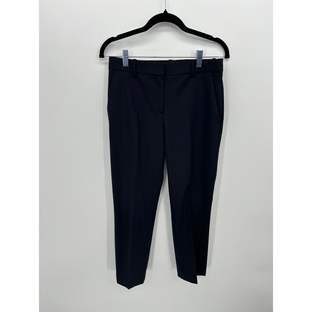 Theory Womens Treeca Classic Suit Pants Sz 2 Navy Blue Virgin Wool Career Office